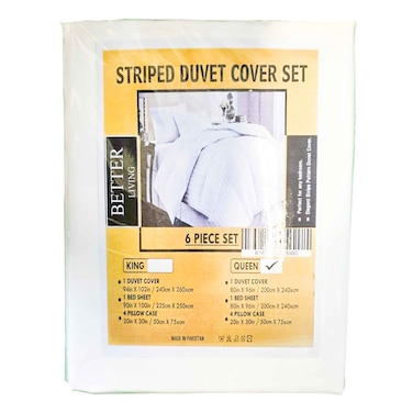 Better Living Striped Queen Duvet Cover Set 200x 240cm 6pcs
