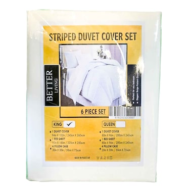 Better Living Striped King Duvet Cover Set 240x260cm 6pcs