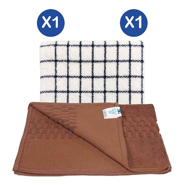 Estilo Kitchen Towel &amp; Brown Bath Mat