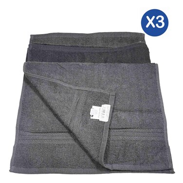 Coton Terry Grey Face Towel, Hand Towel &amp; Bath Towel