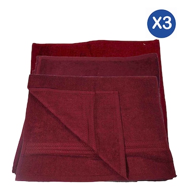 Cotton Terry Maroon Face Towel, Hand Towel &amp; Bath Towel