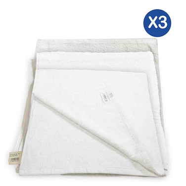 Cotton Terry White Face Towel, Hand Towel &amp; Bath Towel