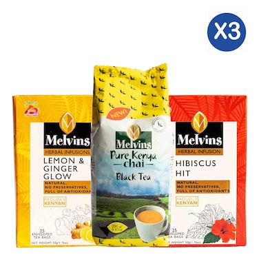 Melvins Chai + Herbal Hibiscus + Lemon &amp; Ginger Tea