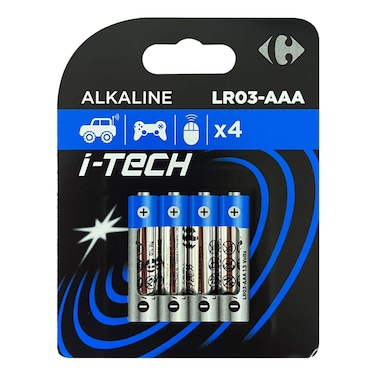 Carrefour I-TECH LR03 AAA Alkaline Batteries 4-Pack