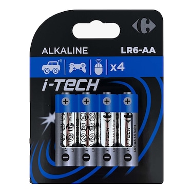 Carrefour I-TECH LR6 AA Alkaline Batteries 4-Pack