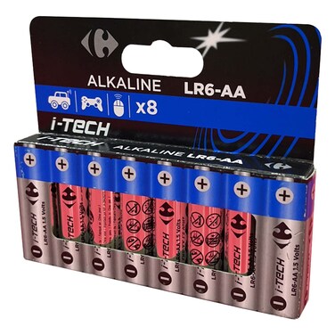 Carrefour I-TECH LR6 AA Alkaline Batteries 8-Pack