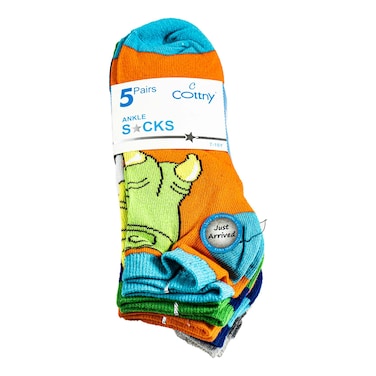 Cottny Boys' Assorted Ankle Socks 5-Pack