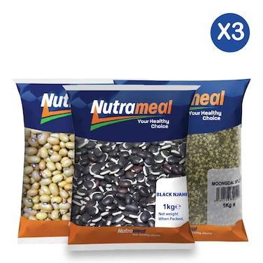 Nutrameal Yellow Beans 1kg + Nutrameal Split Moongdal 1kg + Nutrameal Black Njahi Beans 1kg