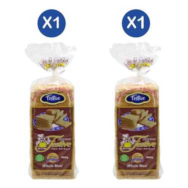 Festive Supreme Whole Meal Bread 600g x 2