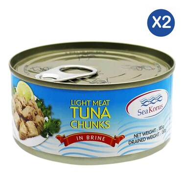 Seakorus Tuna Chunks In Brine 185g x2