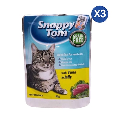 Snappy Tom Grain Free Tuna in Jelly Cat Food 85g x3