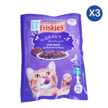 Friskies Beef in Gravy Cat Food 85g x3
