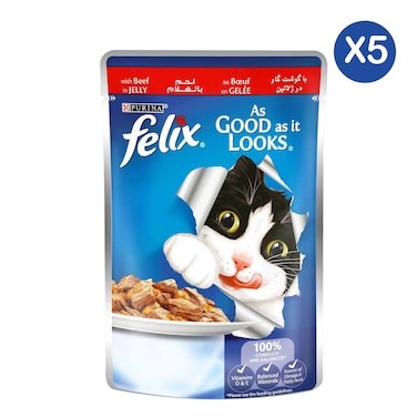 Purina Felix Beef Kitten Food 85g x5