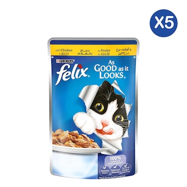 Felix Chicken Cat Food 100g x5