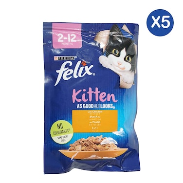 Felix Chicken Kitten Food 85g x5