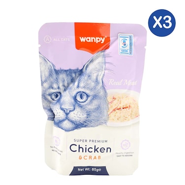 Wanpy Chicken &amp; Crab Cat Food 85g x3