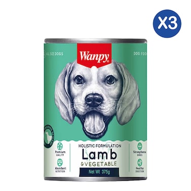 Wanpy Lamb &amp; Vegetable Dog Food 375g x3