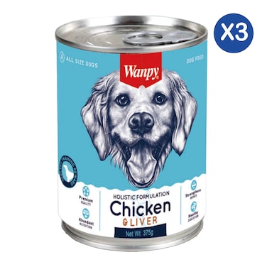Wanpy Chicken &amp; Liver Dog Food 375g x3
