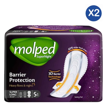 Molped Super Night Sanitary Pads 5pcs x2