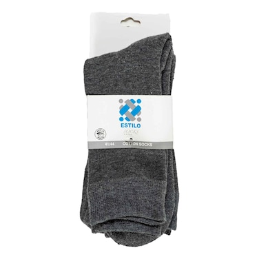 Estilo Cotton Men Socks Grey 3pcs