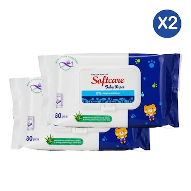 Softcare Baby Wipes 80 Pieces x2