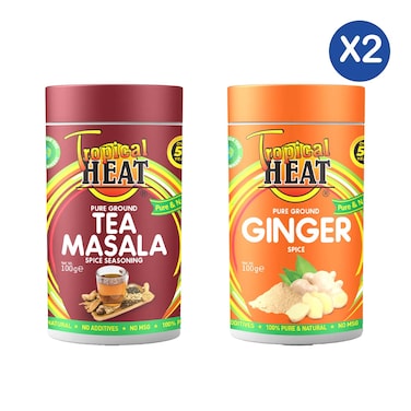 Tropical Heat Tea Masala 100g + Ginger 100g Bundle