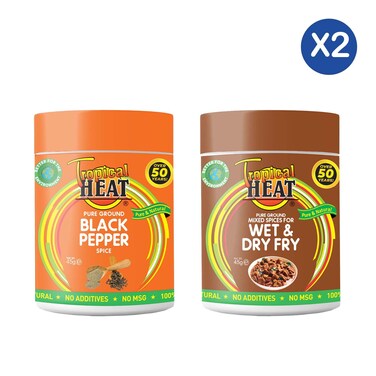 Tropical Heat Black Pepper + Wet &amp; Dry Fry 45g Bundle