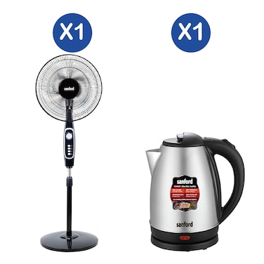 Sanford Stand Fan + Electric Kettle Bundle