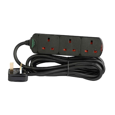 Terminator TPB 13B-3M 3-Way Power Extension Socket Black 3m