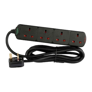 Terminator TPB 14B-3M 4-Way Power Extension Socket Black 3m
