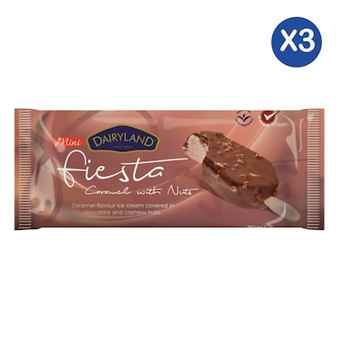 Dairyland Mini Fiesta Caramel with Nuts Chocolate Ice Cream 70ml &times;3