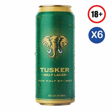 Tusker Malt Premium Lager Beer Can 500ml &times;6