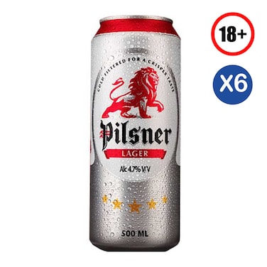 Pilsner Lager Beer Can 500ml &times;6