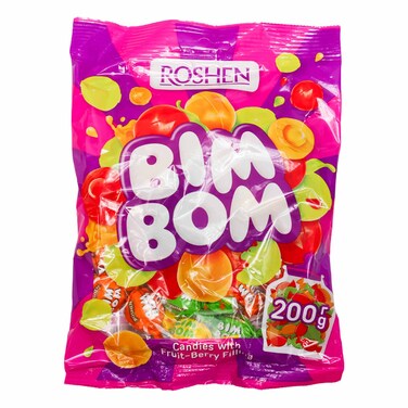 Roshen Bim-Bom Hard Candies with Fruit-Berry Filling 200g