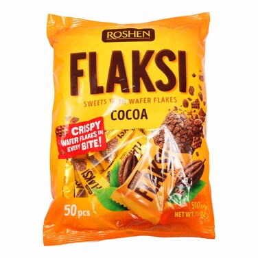 Roshen Flaksi Cocoa Sweets with Wafer Flakes 500g