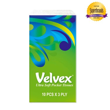 Velvex Pocket Tissues White 10 sheets 