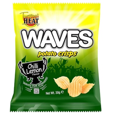 Tropical Heat Snacks Waves Potato Crisps Chilli Lemon 30G
