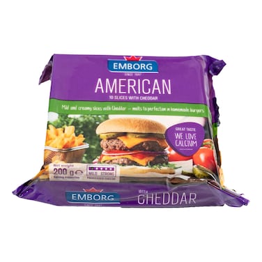 Emborg Cheese American Cheddar Slices 200g