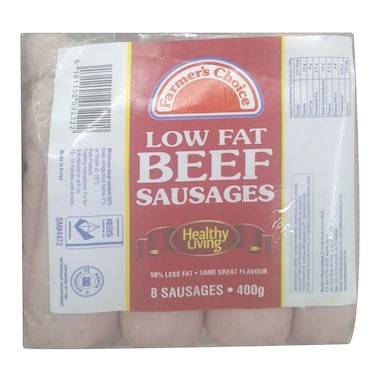 Farmers Choice Lowfat Beef Sausages 400g