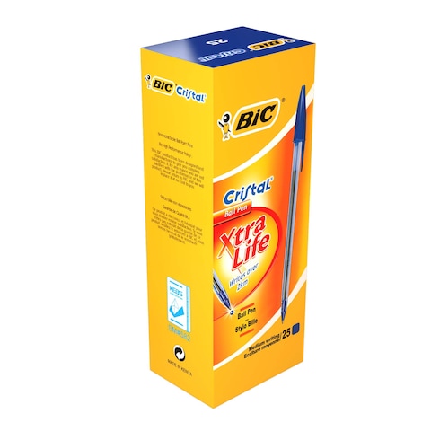 BIC Cristal Ballpoint Pens Medium Point (1.0 mm) - Blue, Box of 25