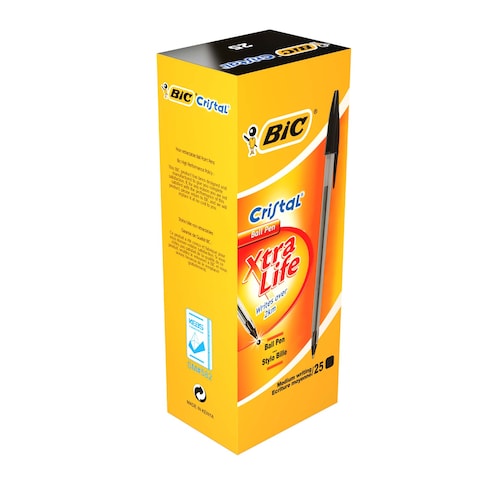 BIC Cristal  Ballpoint Pens Medium Point (1.0 mm) - Black, Box of 25