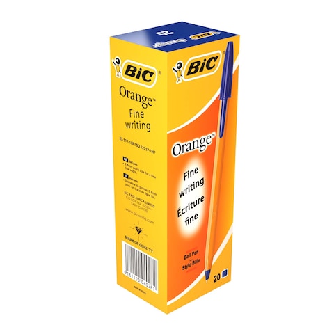 BIC Orange Fine Ballpoint Pens Fine Point (0.8 mm) - Blue, Box of 20