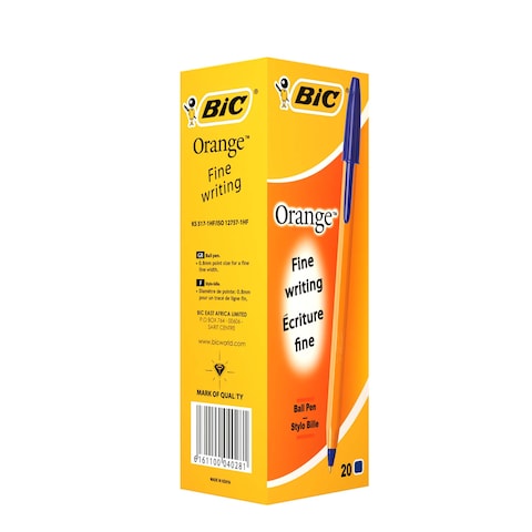 BIC Orange Fine Ballpoint Pens Fine Point (0.8 mm) - Blue, Box of 20