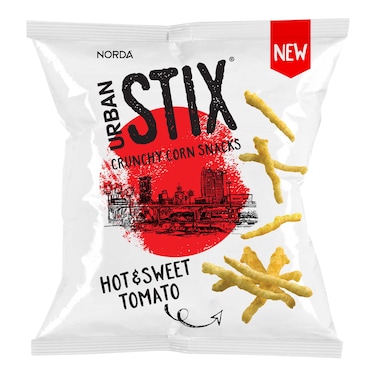 Urban Stix Hot and Sweet Tomato Crunchy Corn Snack 35G