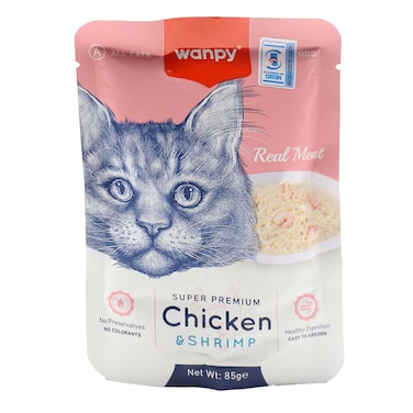 Wanpy Super Premium Chicken And Shrimp Cat Food 85g