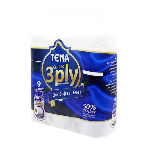 Tena Quilted Toilet Roll 3 Ply Pack Of 9