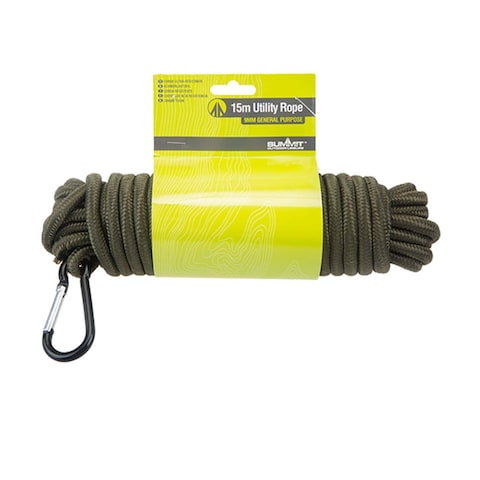 Summit Utility Rope Green With Carabiner 15Mx9Mm