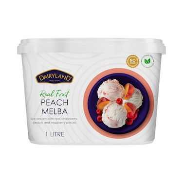 Dairyland Peach Melba Strawberry Peach And Raspberry Ice Cream 1L