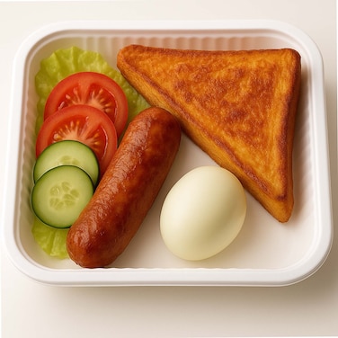 Snack Egg, Beef Sausage &amp; Toast