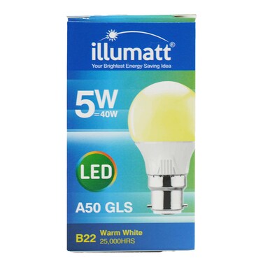 Illumatt 5W Led Glass B22 Warm White M024Gl